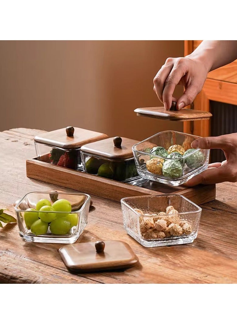 أولودينيز  طقم فاخر من 3 عبوات زجاجية بغطاء خشبي وقاعدة أنيقة – لتخزين السكر والتوابل والمكسرات - Image 4